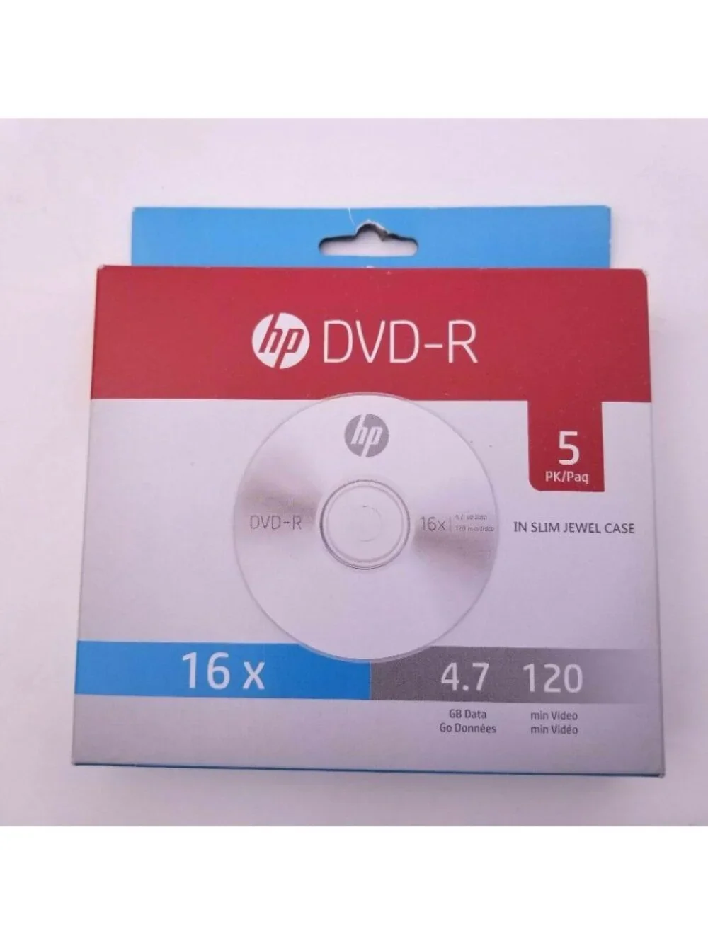 HP DVD-R 5pk 4.7GB 16X 120 Min Video in Slim Jewel Case Recordable Lot of 2 NEW